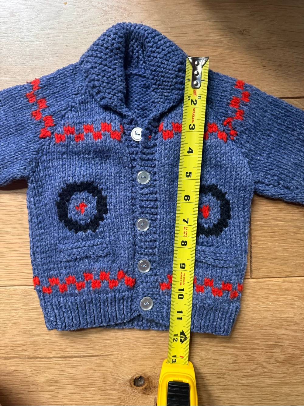 Hand knit 18-24 month Navy Knit Button Cardigan - Picture 8 of 10